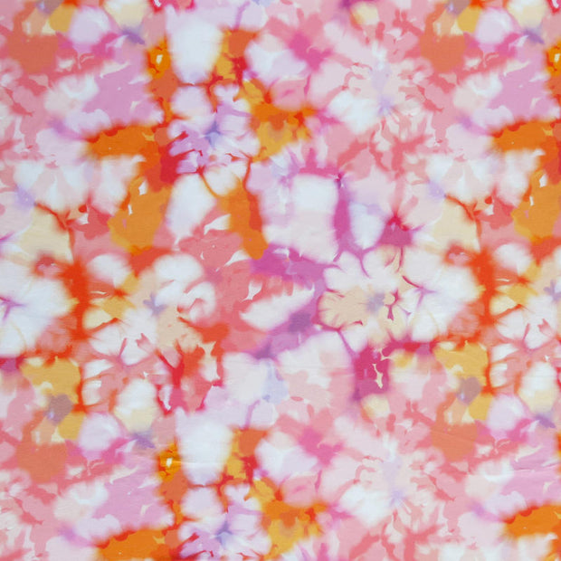 Pink and Orange Tie Dye Poly Spandex Swimsuit Fabric