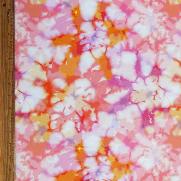 Pink and Orange Tie Dye Poly Spandex Swimsuit Fabric The Fabric Fairy