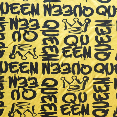 Queen on Yellow Cotton Spandex Jersey Knit Fabric