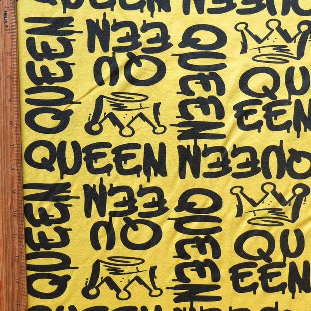 Queen on Yellow Cotton Spandex Jersey Knit Fabric