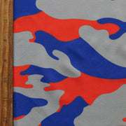 Royal, Orange, and Grey Camo Flow Stretch Boardshort Fabric