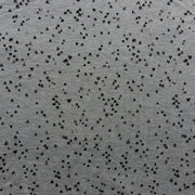 Tiny Black and Rose Gold Foil Hearts on Heathered Grey Rayon Spandex French Terry Fabric - 22" Remnant
