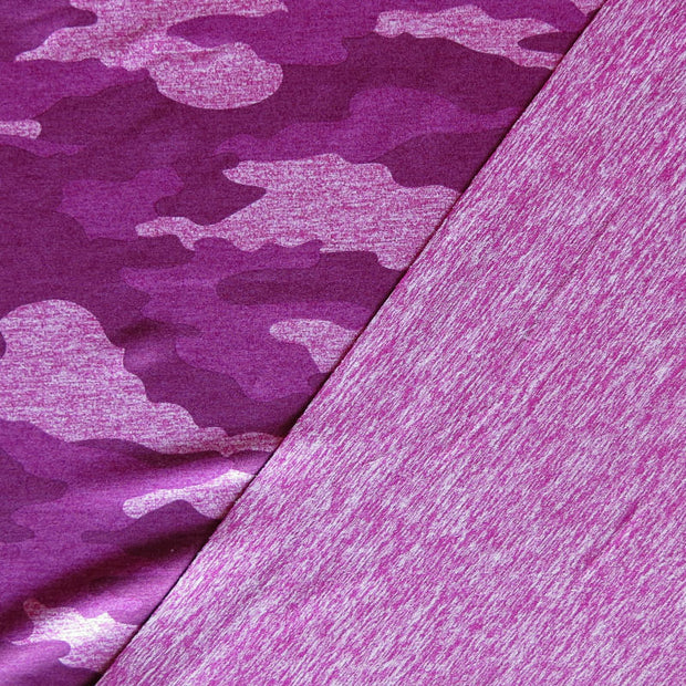 Fuchsia Camo Marl Dry-Flex Ubersoft Poly Lycra Jersey Knit Fabric