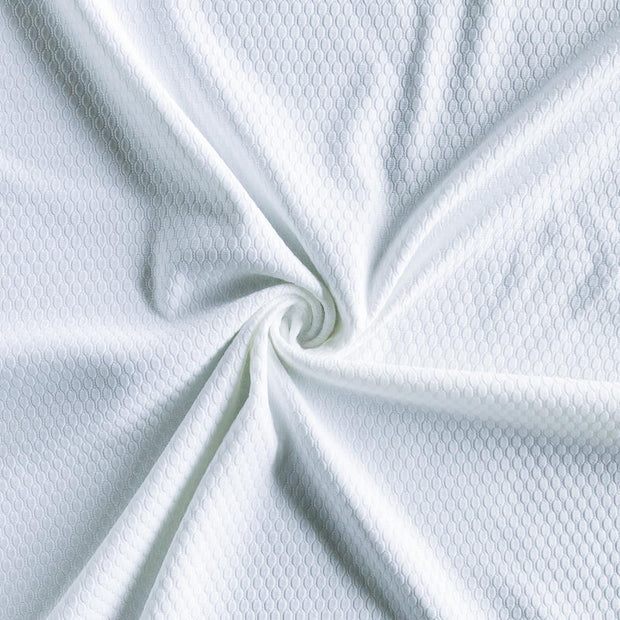 White Dri-Fit Bubble Jacquard Poly Spandex Mesh Fabric
