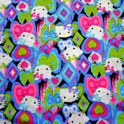 Our Favorite Kitty Diamonds and Stars Cotton Knit Fabric - 29" Remnant