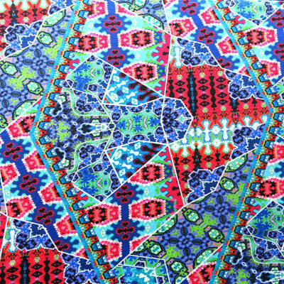 Large Scale Colorful Abstract Mosaic Nylon Swimsuit Fabric - 24" Remnant