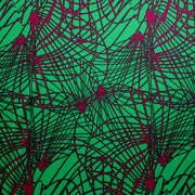 Magenta Abstract on Kelly Green Nylon Lycra Swimsuit Fabric - 32" Remnant