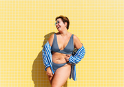 Harmony Blue Gingham Poly Spandex Swimsuit Fabric