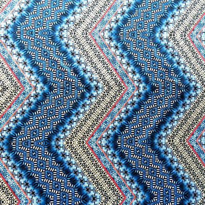 Shades of Blue Vertical Zig Zag Nylon Spandex Swimsuit Fabric - 19" Remnant