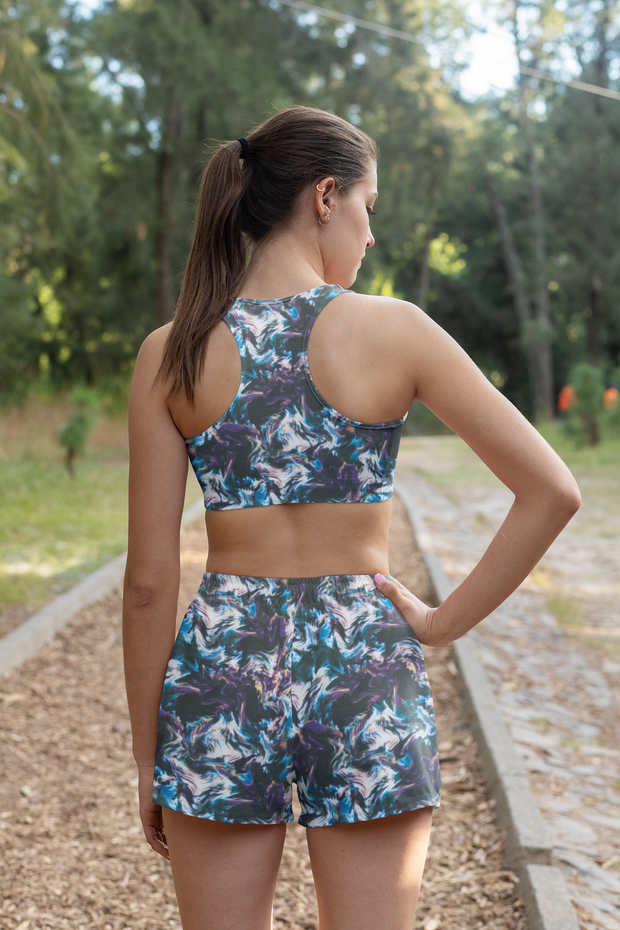 Dark Arty Swirl Flow Stretch Boardshort Fabric