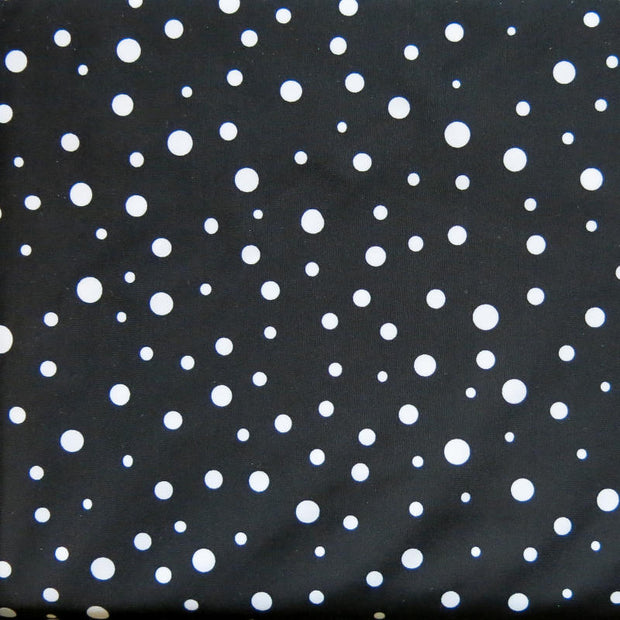 White Bubble Dots on Black Nylon Spandex Swimsuit Fabric