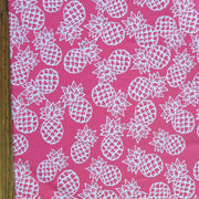 White Pineapples on Coral Nylon Spandex Swimsuit Fabric
