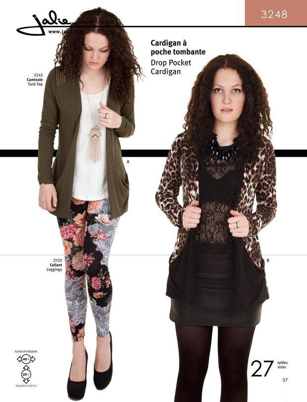 Drop Pocket Cardigan Sewing Pattern by Jalie