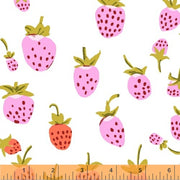Strawberry Cotton Knit Fabric by Heather Ross, Lilac Colorway