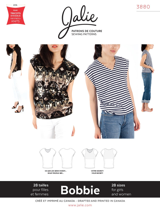 Bobbie V-Neck Top Sewing Pattern by Jalie