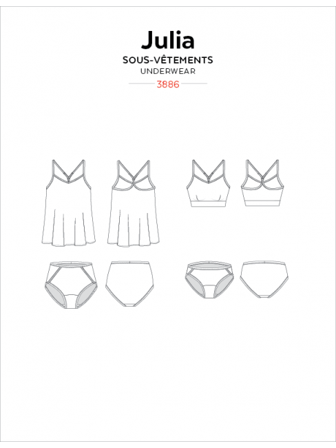 Julia Camisole, Bralette, and Panties Sewing Pattern by Jalie