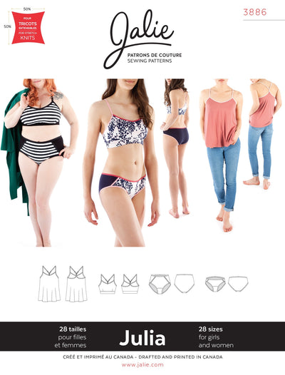 Julia Camisole, Bralette, and Panties Sewing Pattern by Jalie