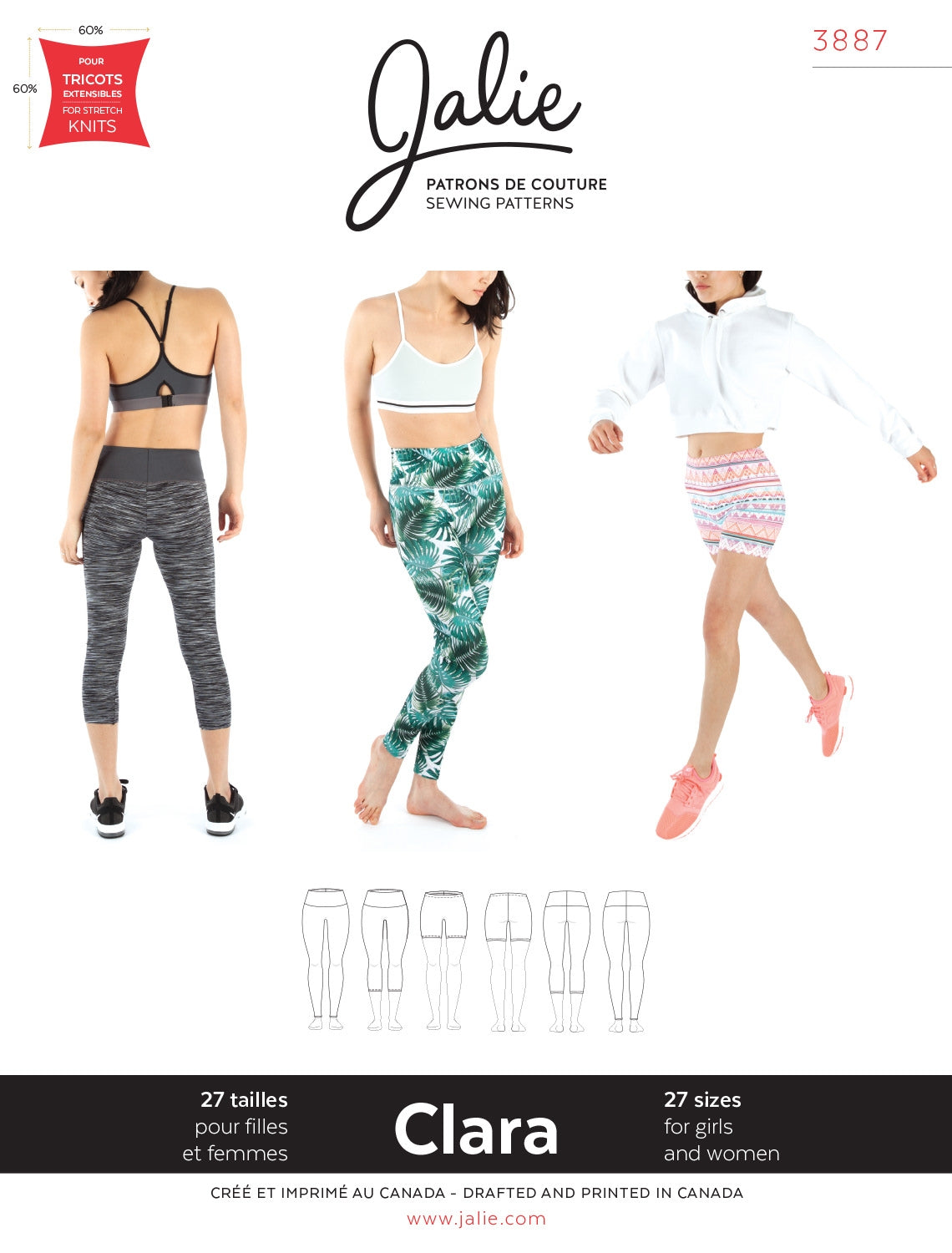 Clara High-Waisted Leggings Sewing Pattern by Jalie – The Fabric Fairy