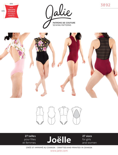 Joelle Half Zip Leotard Sewing Pattern by Jalie