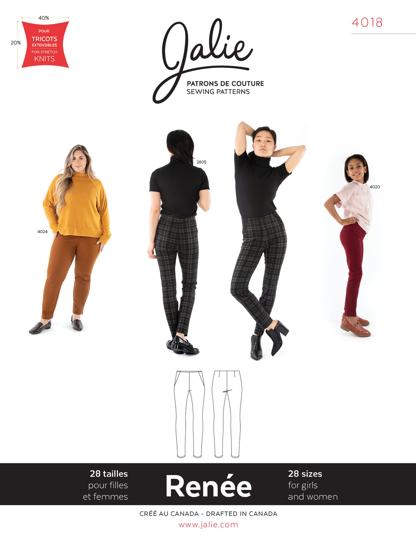 cigarette pants sewing pattern Renee Ponte Pants Sewing Pattern by Jalie