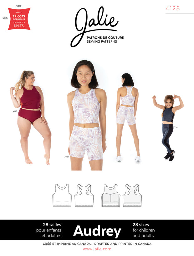 Audrey Cropped Workout Top Sewing Pattern by Jalie
