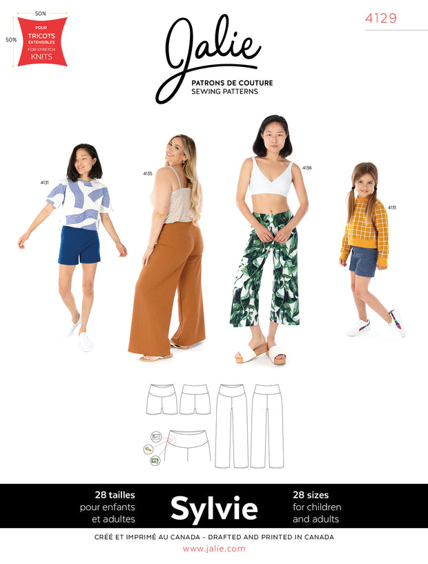 Sylvie Knit Shorts and Wide Leg Pants Sewing Pattern by Jalie