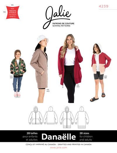 Danaelle Zip Front Hoodie Sewing Pattern by Jalie