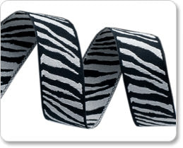 Black and Grey Zebra Reversible Woven Ribbon 5/8" Wide