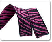 Black and Hot Pink Zebra Reversible Woven Ribbon 5/8" Wide