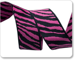 Black and Hot Pink Zebra Reversible Woven Ribbon 7/8" Wide