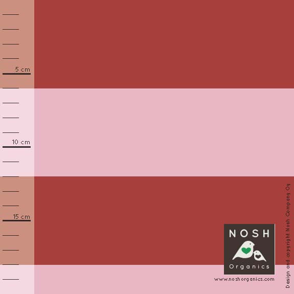 Powder Pink and Ketchup Wide Stripe Organic Cotton Lycra Knit Fabric by Nosh Organics