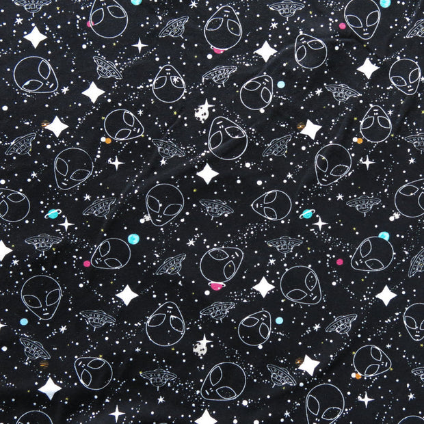 Alien Universe Cotton Spandex Knit Fabric - 29" Remnant