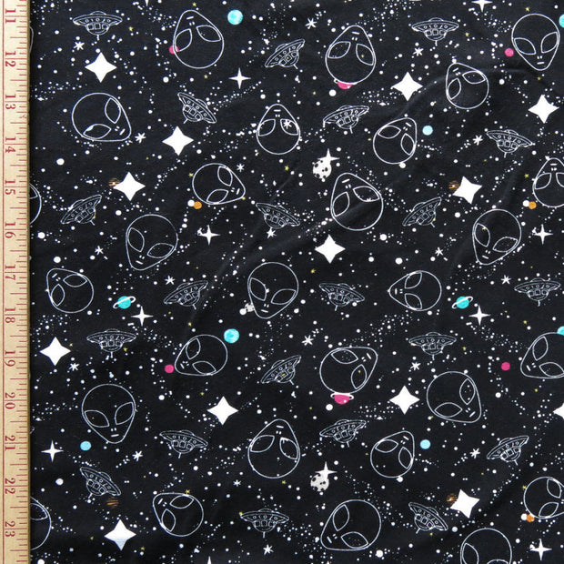Alien Universe Cotton Spandex Knit Fabric - 29" Remnant