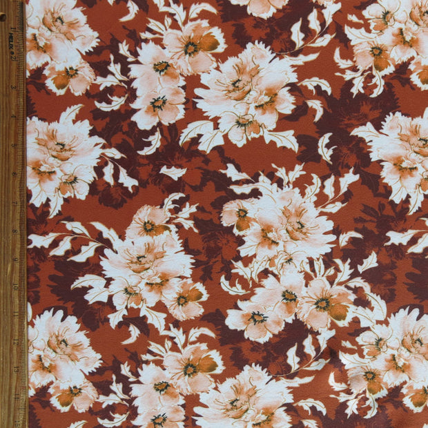 Autumn Blooms Poly Spandex Brushed Jersey Knit Fabric