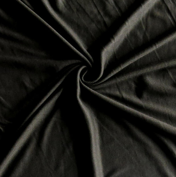 Black 2x1 Bamboo Lycra Rib Knit Fabric