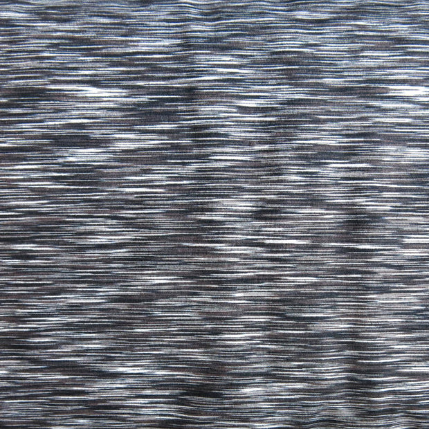 Black/Charcoal Space Dye Poly Lycra Jersey Knit Fabric - 26" Remnant