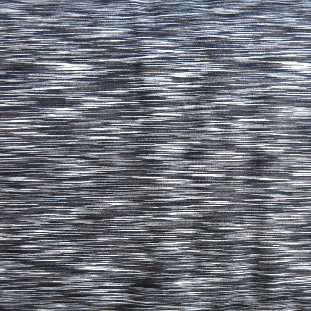 Black/Charcoal Space Dye Poly Lycra Jersey Knit Fabric