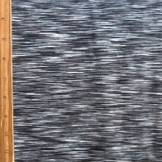 Black/Charcoal Space Dye Poly Lycra Jersey Knit Fabric - 26" Remnant