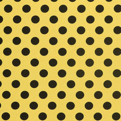 Black Dime Sized Polka Dots on Yellow Nylon Spandex Swimsuit Fabric