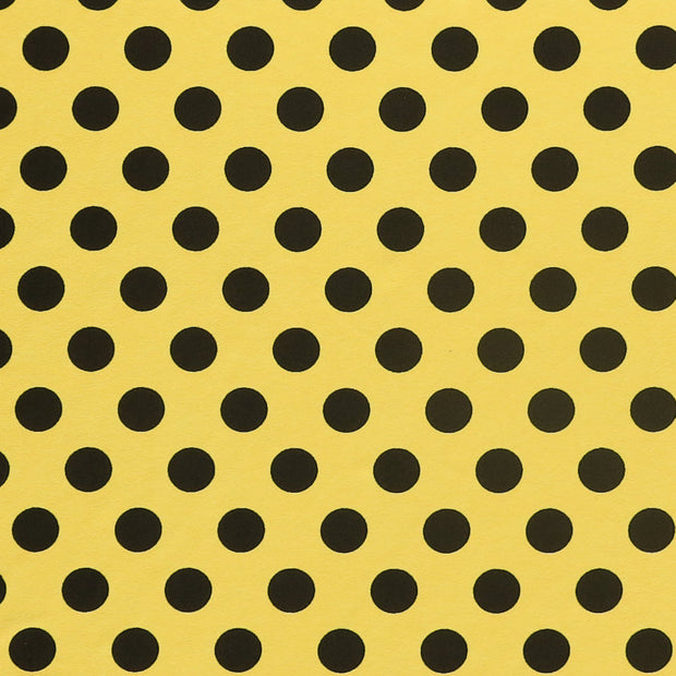 Black Dime Sized Polka Dots on Yellow Nylon Spandex Swimsuit Fabric