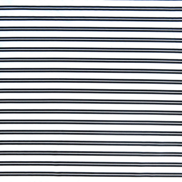 Black Double Stripe on White Nylon Spandex Swimsuit Fabric