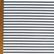 Navy Double Stripe on White Nylon Spandex Swimsuit Fabric