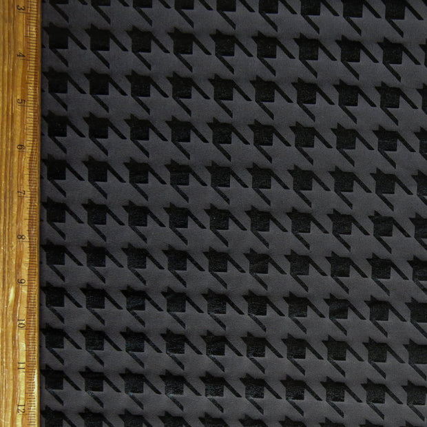 Olympus Black Foil Houndstooth on Black Poly Spandex Athletic Jersey Knit Fabric