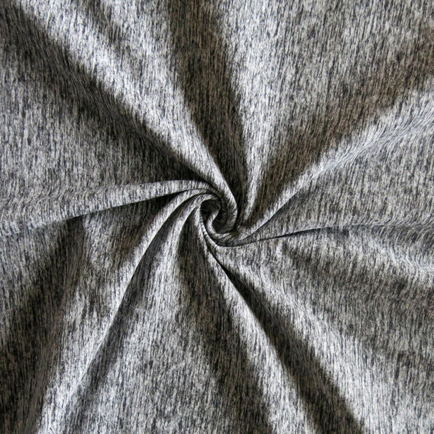 Grey/Black Eclat Marl Poly Spandex Jersey Knit Fabric - 18" Remnant