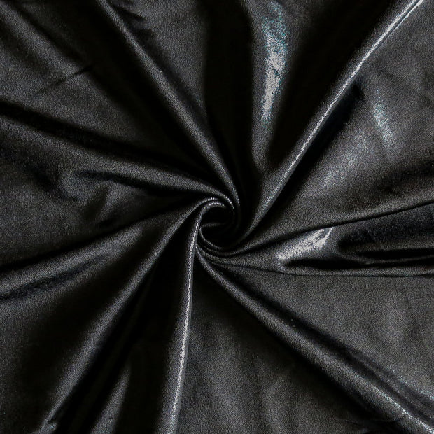 Black Liquid Metallic Polyester Spandex Swimsuit Fabric