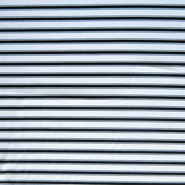 Black and White Double Stripe Nylon Spandex Swimsuit Fabric