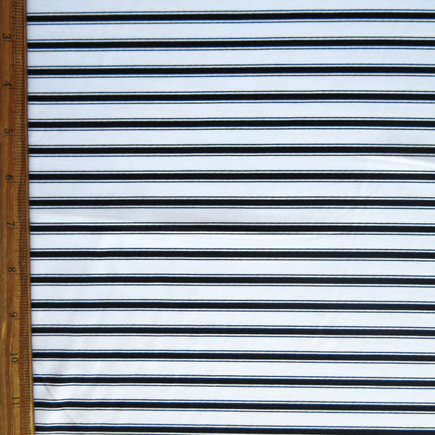 Black and White Double Stripe Nylon Spandex Swimsuit Fabric