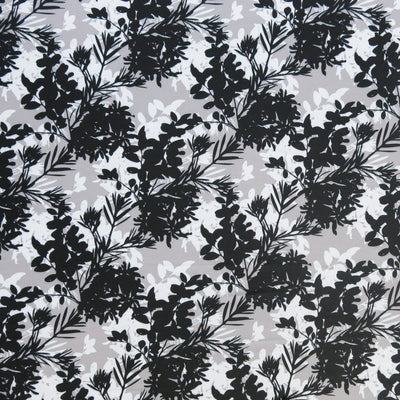 Black and White Floral Bunches Poly Spandex Swimsuit Fabric