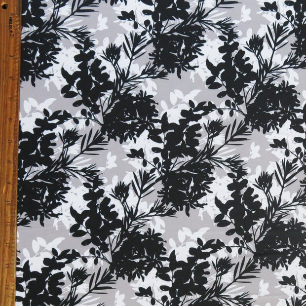 Black and White Floral Bunches Poly Spandex Swimsuit Fabric