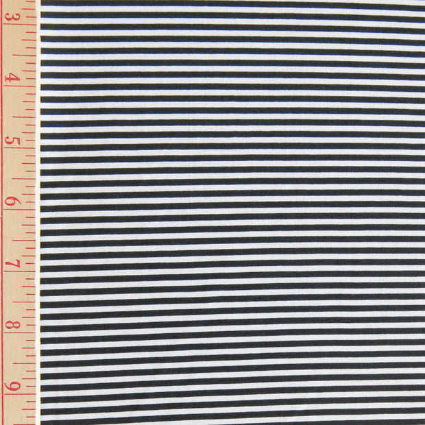 Black and White Narrow Stripe Nylon Spandex Swimsuit Fabric